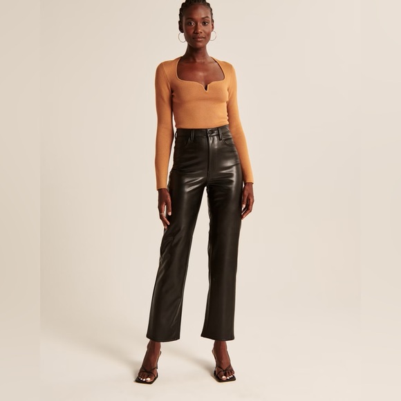 Abercrombie & Fitch Pants - Abercrombie & Fitch Vegan Leather Ankle Straight Pant